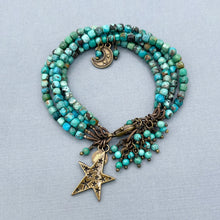 Star and Moon 4 Strand Turquoise Bracelet