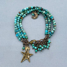 Star and Moon 4 Strand Turquoise Bracelet