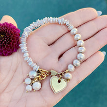 Freshwater Pearl Heart Charm Bracelet