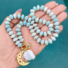 Matte Amazonite Moon Charm Necklace