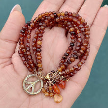 Hessonite Garnet 5 Strand Peace Bracelet