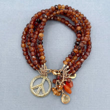 Hessonite Garnet 5 Strand Peace Bracelet