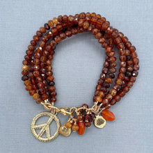 Hessonite Garnet 5 Strand Peace Bracelet