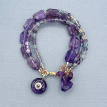 Amethyst and Rainbow Fluorite 3 Strand Bracelet