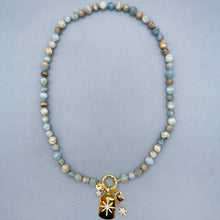 Aquatine Lemurian Blue Calcite Star Necklace