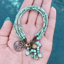 Peruvian Turquoise, Amazonite, and Mongolian Opal Flower Bracelet
