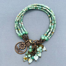 Peruvian Turquoise, Amazonite, and Mongolian Opal Flower Bracelet
