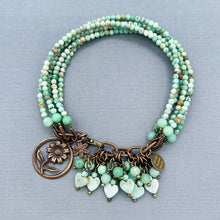 Peruvian Turquoise, Amazonite, and Mongolian Opal Flower Bracelet