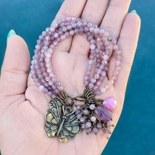 Madagascar rose quartz butterfly bracelet