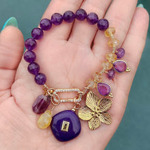 Amethyst and Citrine Flower Charm Bracelet