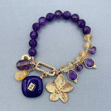 Amethyst and Citrine Flower Charm Bracelet