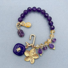 Amethyst and Citrine Flower Charm Bracelet