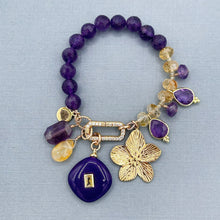 Amethyst and Citrine Flower Charm Bracelet