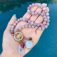 Madagascar Rose Quartz Silk Knotted Charm Necklacee