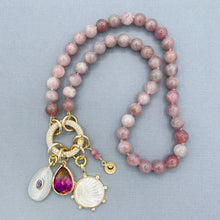 Madagascar Rose Quartz Silk Knotted Charm Necklacee