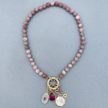 Madagascar Rose Quartz Silk Knotted Charm Necklacee