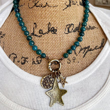 Teal Blue Apatite Star Charm Silk Knotted Necklace