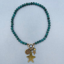 Teal Blue Apatite Star Charm Silk Knotted Necklace