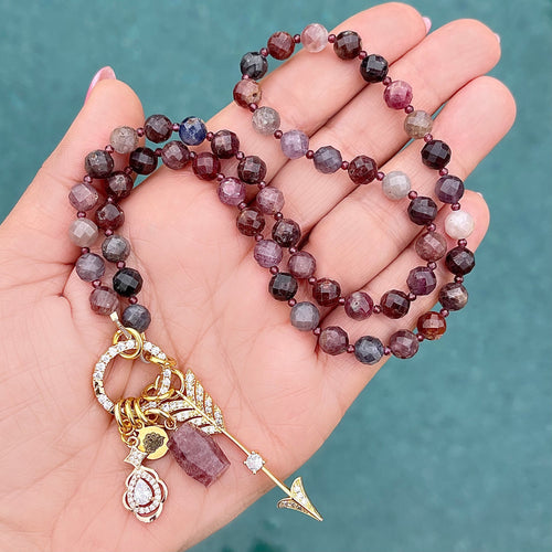 Multicolor Spinel with Garnet Spacers necklace