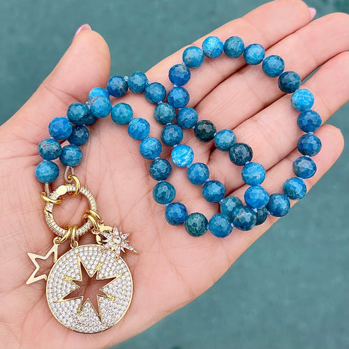 Blue Apatie Star Charm Necklace
