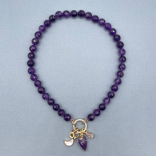 Amethyst Heart Charm Necklace