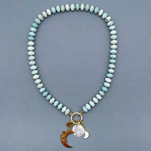 Matte Amazonite Moon Charm Necklace