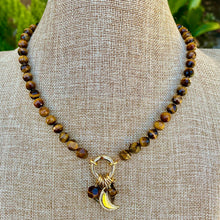 Tiger Eye Hand Knotted Moon Necklace