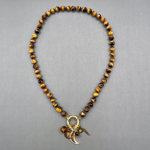 Tiger Eye Hand Knotted Moon Necklace