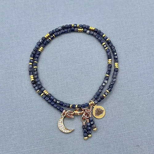 Blue Sapphire and Hematite Bracelet
