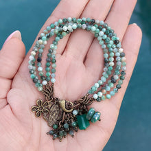 Emerald 5 Strand Cactus Flower Bracelet