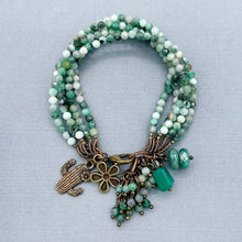 Emerald 5 Strand Cactus Flower Bracelet