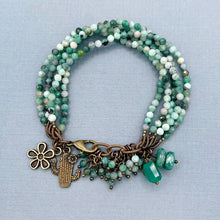 Emerald 5 Strand Cactus Flower Bracelet