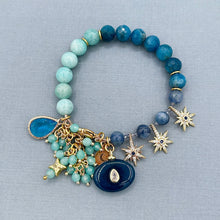 Apatite,  Amazonite, and Kyanite Star Bracelet