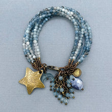 Aquamarine 6 Strand Star Bracelet
