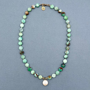 Australian Chrysoprase and Pearl Necklace