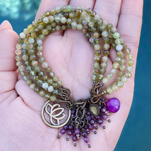 Green Garnet and Ruby 6 Strand Bracelet