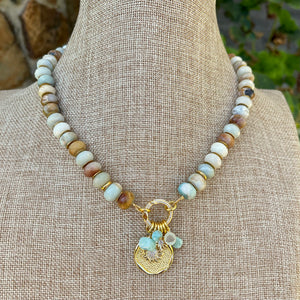 Amazonite Flower Charm Necklace