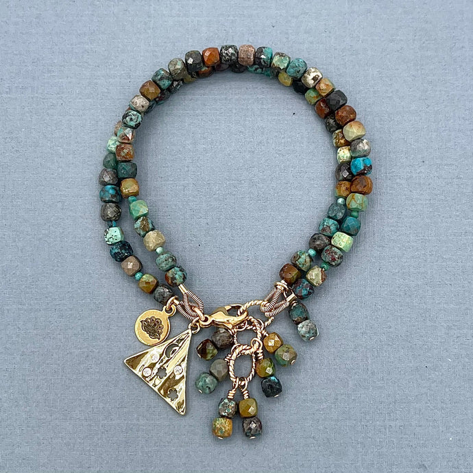 African Turquoise 2-Row Bracelet