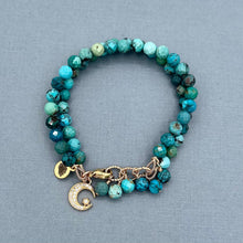 Turquoise Rounds 2-Row Bracelet Moon/Star Charm Bracelet