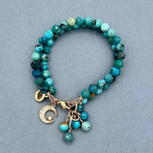 Turquoise Rounds 2-Row Bracelet Moon/Star Charm Bracelet