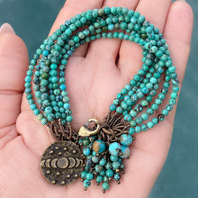 Turquoise 7 Strand Moon Phase Charm Bracelet