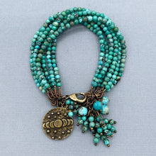 Turquoise 7 Strand Moon Phase Charm Bracelet