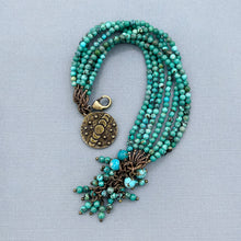 Turquoise 7 Strand Moon Phase Charm Bracelet