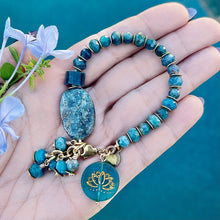 Kyanite and Apatite Lotus Flower Bracelet