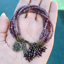 Lepidolite 5 Strand Flower Charm Bracelet