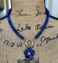 Lapis Lazuli Silk Knotted Flower Necklace