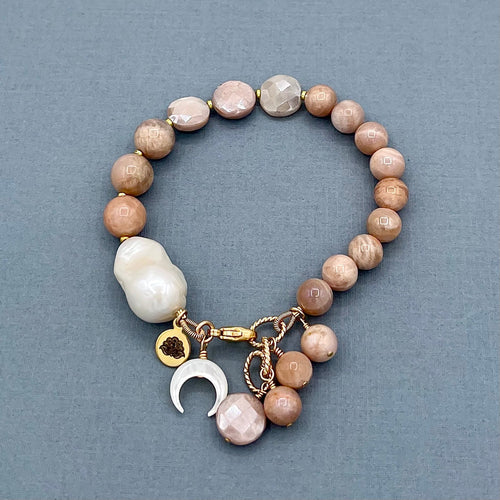Mystic Moonstone Baroque Pearl Bracelet