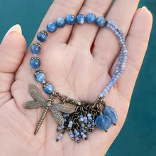 Blue Kyanite and Tanzanite Dragonfly Charm Bracelet