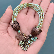 Opal and Chrysoprase 6 Strand Butterfly Charm Bracelet