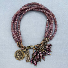 Lepidolite 5 Strand Flower Charm Bracelet